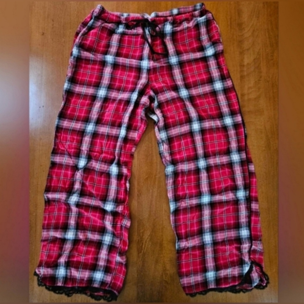 Victoria's Secret Red and Black Pajama Bottoms Classic Plaid
